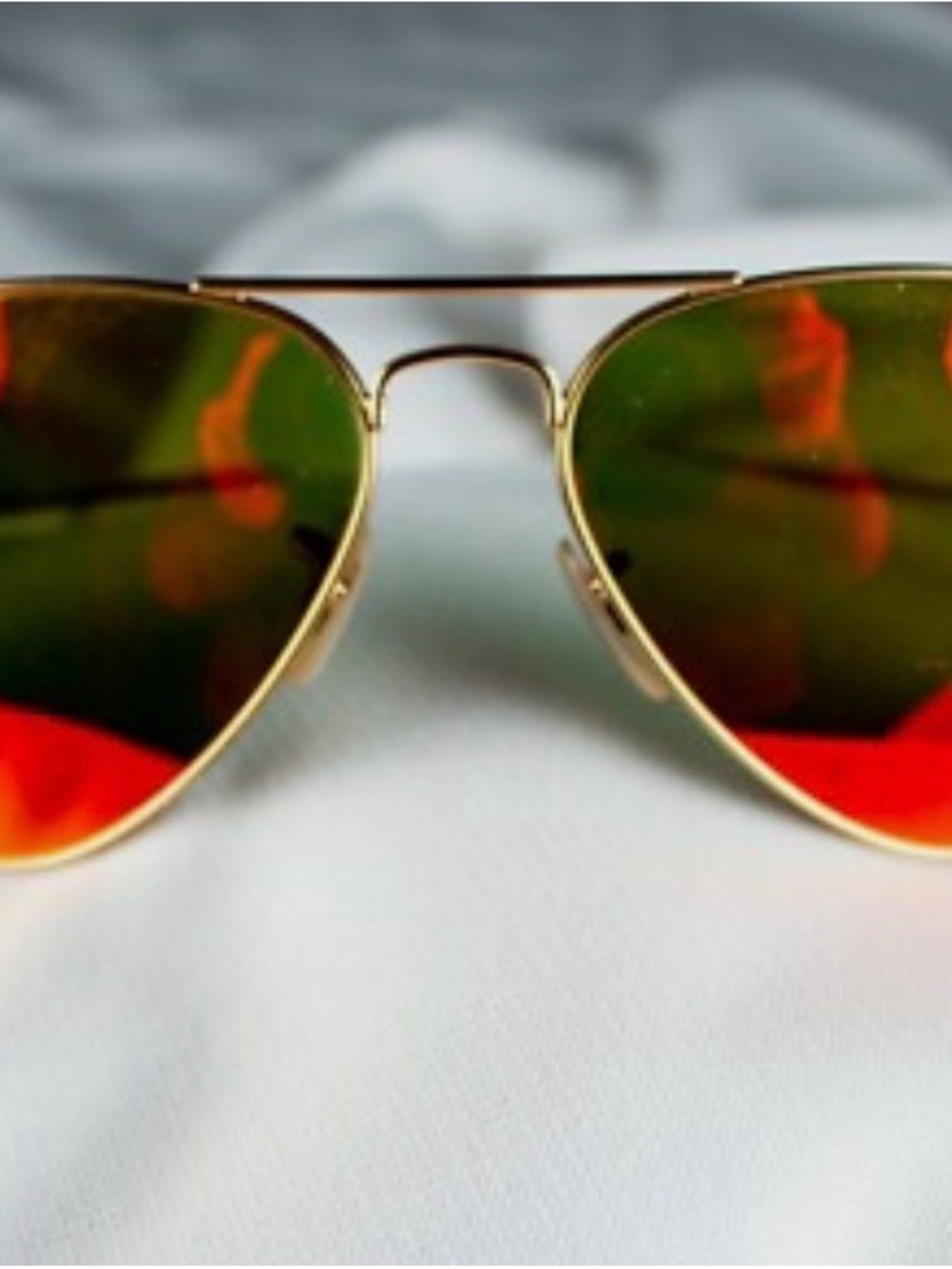 RAY-BAN Orange Amber Tinted
Mirrored Unisex Aviator Sunglasses